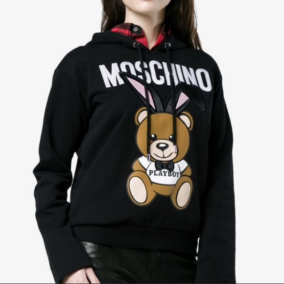Moschino Playboy Teddy Bear Bunny Black Hooded Sweater - Picture 8 of 8